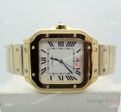 Replica Cartier Santos de All Gold Watch 39mm White Face